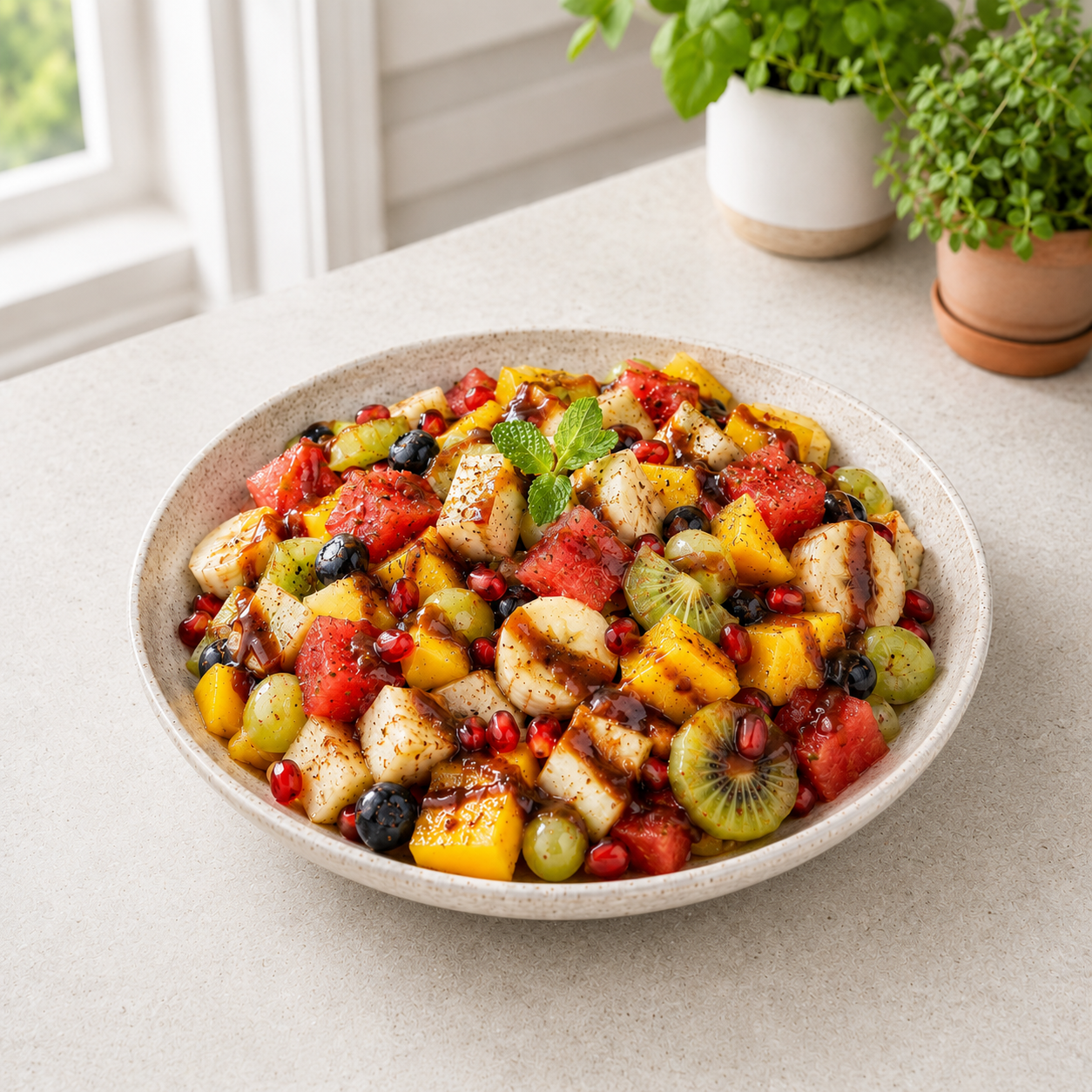 Sweet and Spicy Fruit Chaat (Indian Fruit Salad)